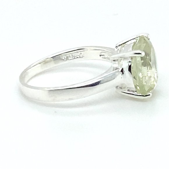 Prasiolite 3.95ct Platinum Finish Solid 925 Sterling Silver Ring - Picture 4 of 6